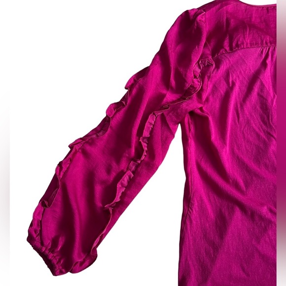 Loft - Womens Fuchsia Ruffled Long Sleeve Top Sz. PS - Picture 8 of 8